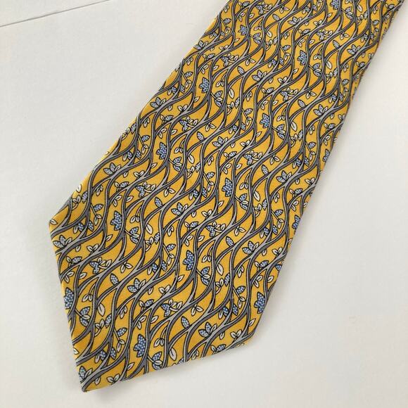 Lot of 3 Yellow & Blue 100% Silk Nautical Themed Ties Preppy Crab Dolphin Vines - Picture 7 of 15